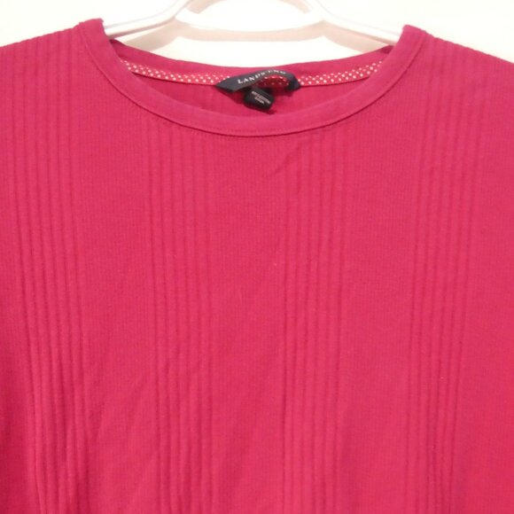 LAND'S END | medium (10-12) | Ribbed Pink Cotton Long Sleeve Pullover Shirt - Picture 4 of 16